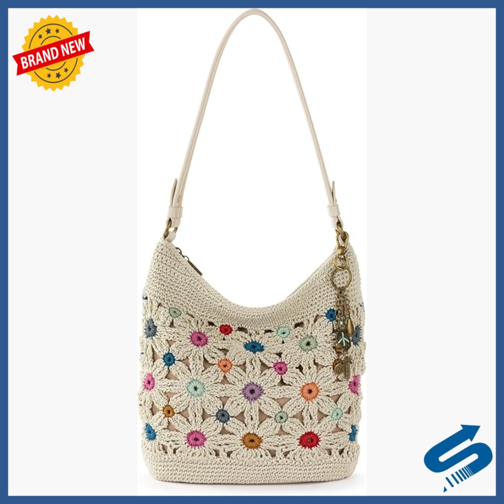 Large Crochet Hobo Bag With Zipper Pocket For Everyday & Travel